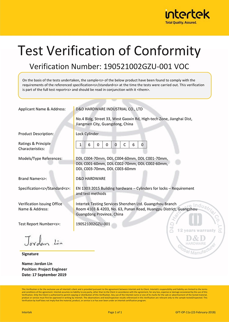 BS En1303 Euro Profile Wooden Door Master Key Gmk Safe Single Mortise Lock Cylinder Construction Hardware Accessories High Security Commercial Key Cylinder Lock