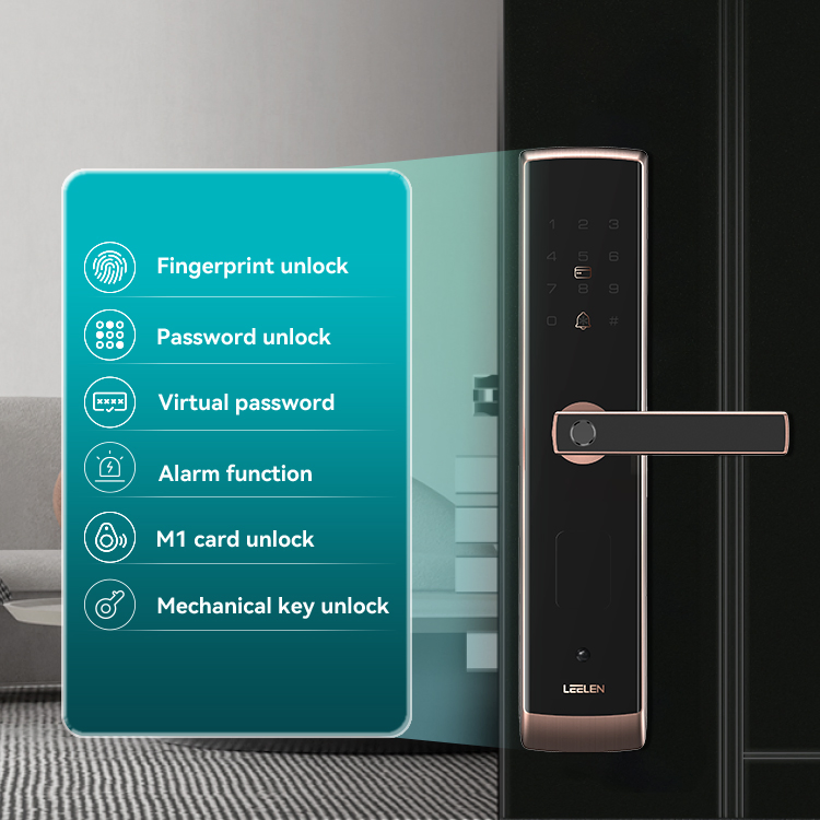 Leelen Intelligente Biometric Digital Combination Finger Print Password Nside Handle Smart Door Lock