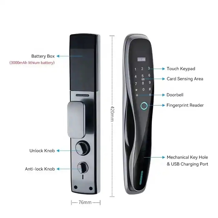 Tuya Smart Wooden Door Lock Automatic Fingerprint Unlock APP Password Unlock High-End WiFi Smart Door Lock