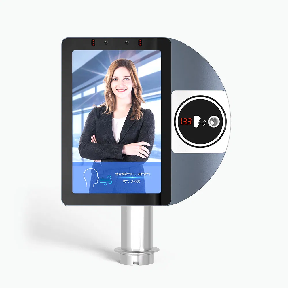Alcohol Detection Access Control System 5mg/100ml High Sensitivity Biometric Access Control Terminal 8-Inch Aluminum Alloy Case Attendance Machine
