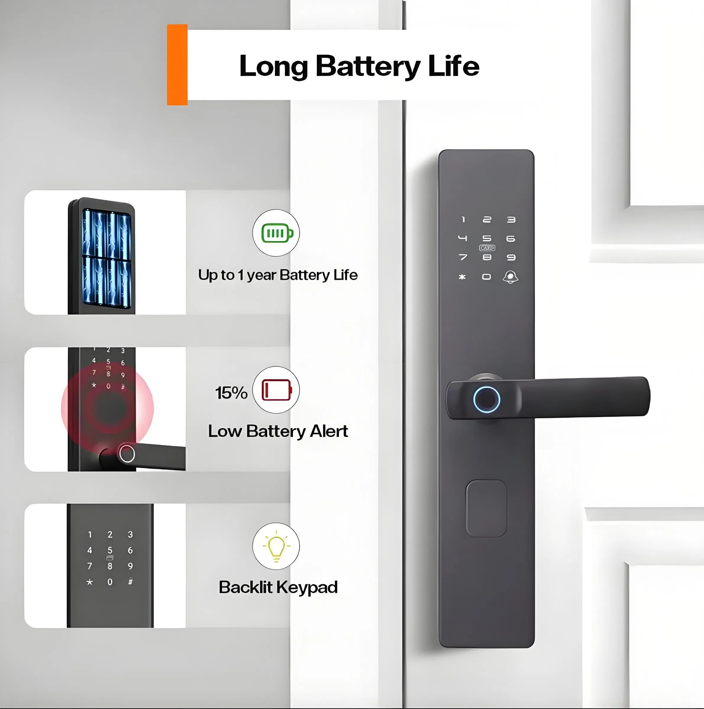 8 Language Voice Tt WiFi Digital Fingerprint Cerradura Inteligente Smart Door Lock