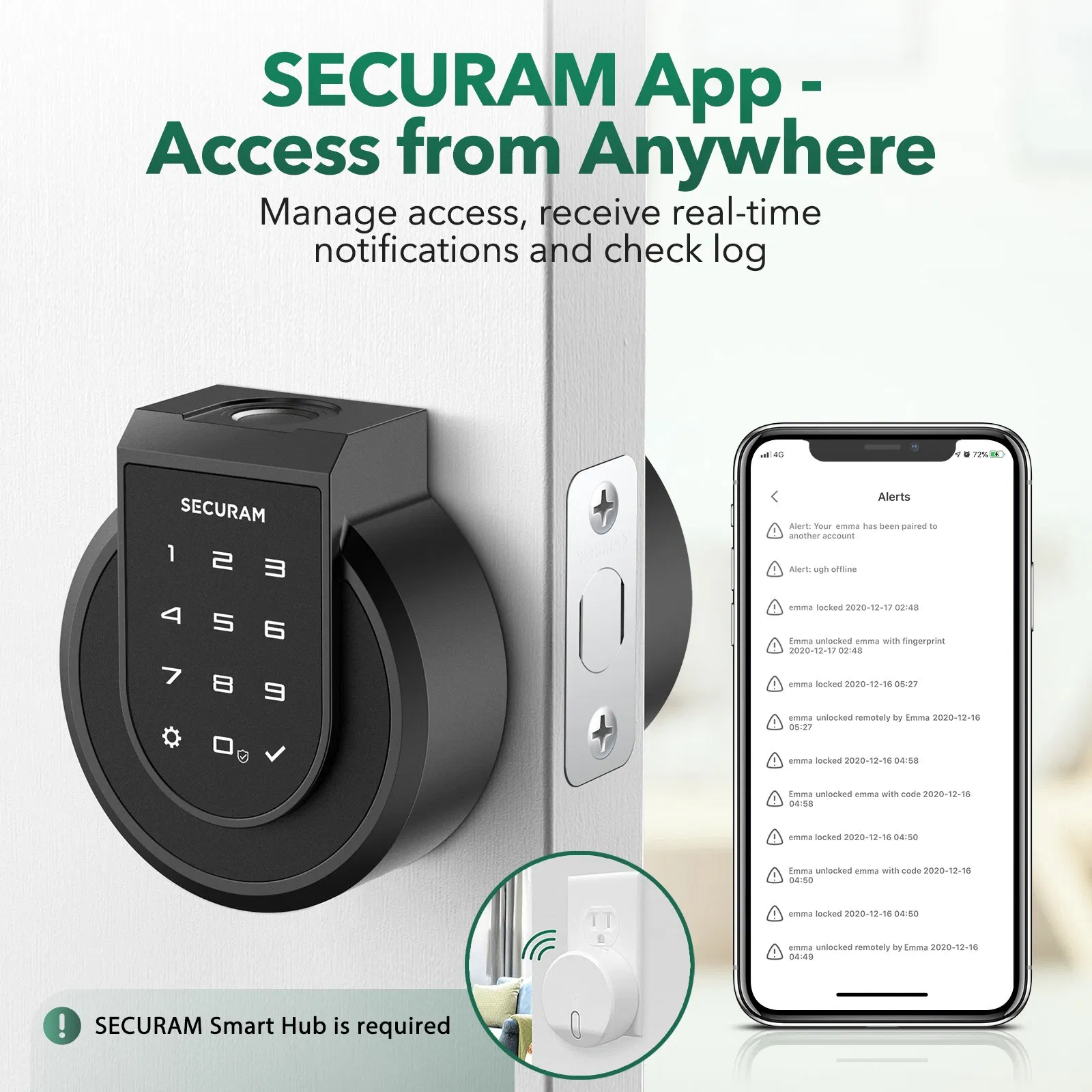 New Smart Home Door Lock, Securam Touch, Fingerprint, Remote Control