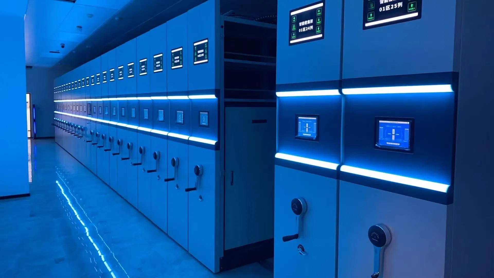 Smart Warehouse Integrated Platform Digital Archive Hand-Cranked Mobile Data Base Cabinet Modern Dense Rack Monitoring System