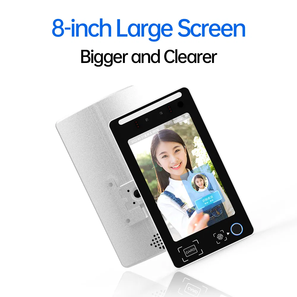 8 Inch Aluminum Alloy Android Fingerprint Attendance Access Control System Card Reading Facial Recognition Biometric Time Attendance Face Recognition for School