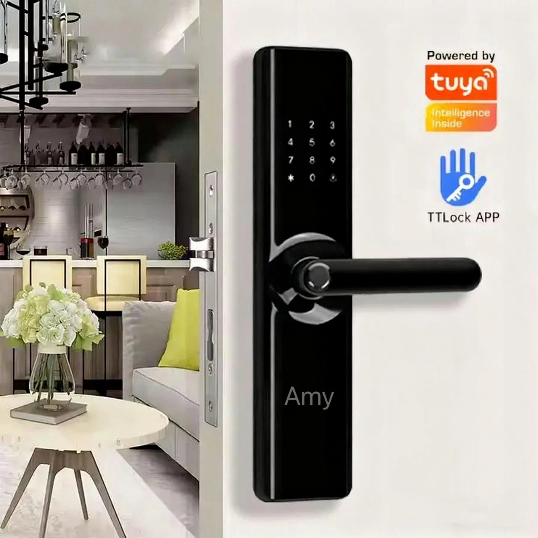 Ttlock Smart Wi-Fi Biometric Fingerprint High Security Steel Digital Lock for Wood Door for Hotels Home Use