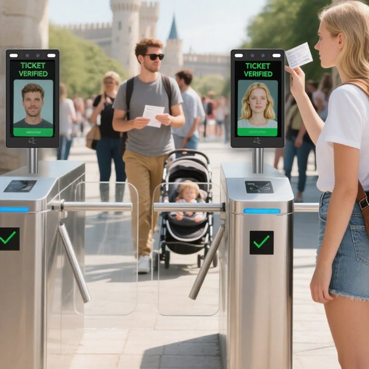 Suntek Ai Dynamic Face Recognition Module Dual Cameras Face Verification Terminal Password Access Conterol System