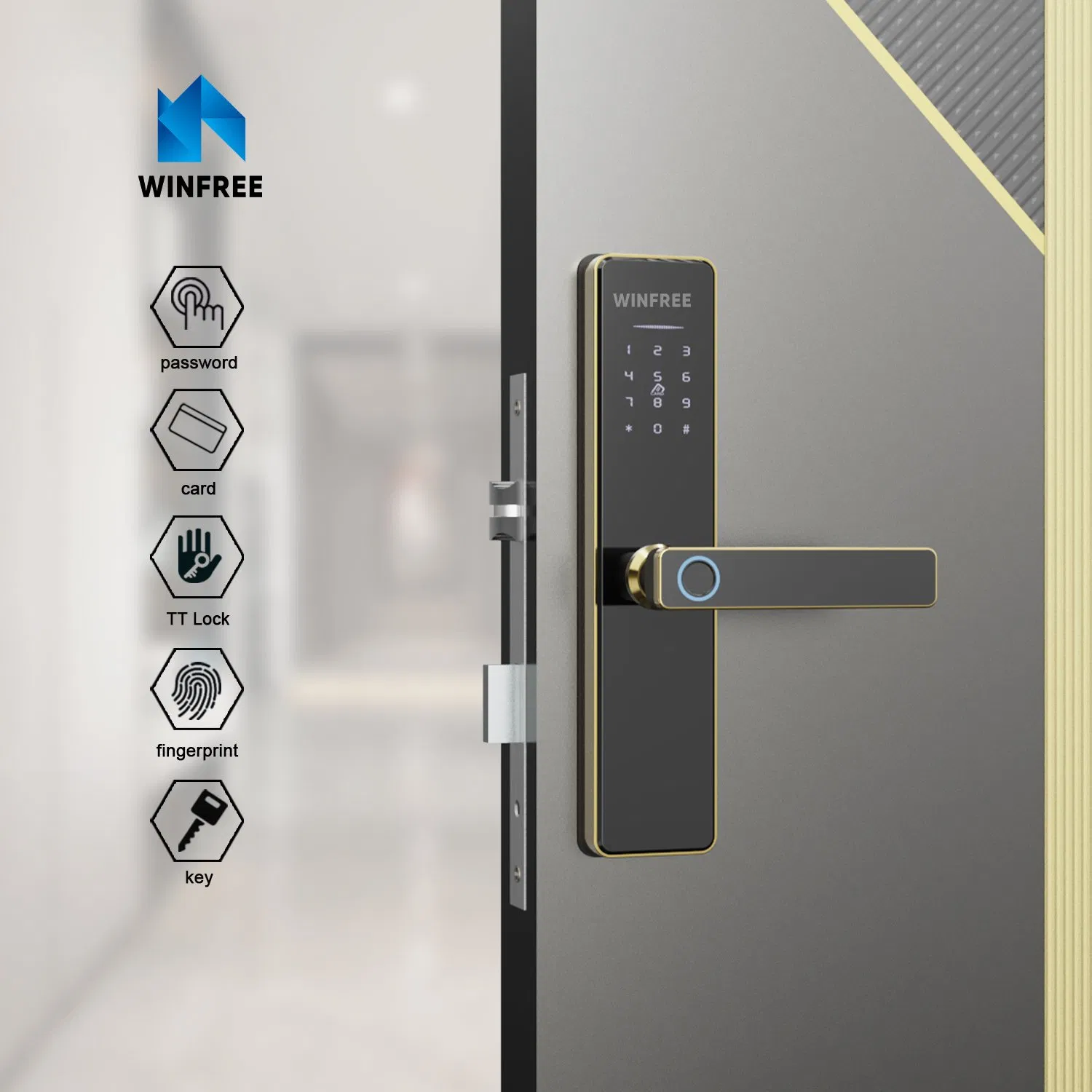 Stainless Steel Home Apartment Electronic Digital Fingerprint Bluetooth Ttlock Smart Door Lock