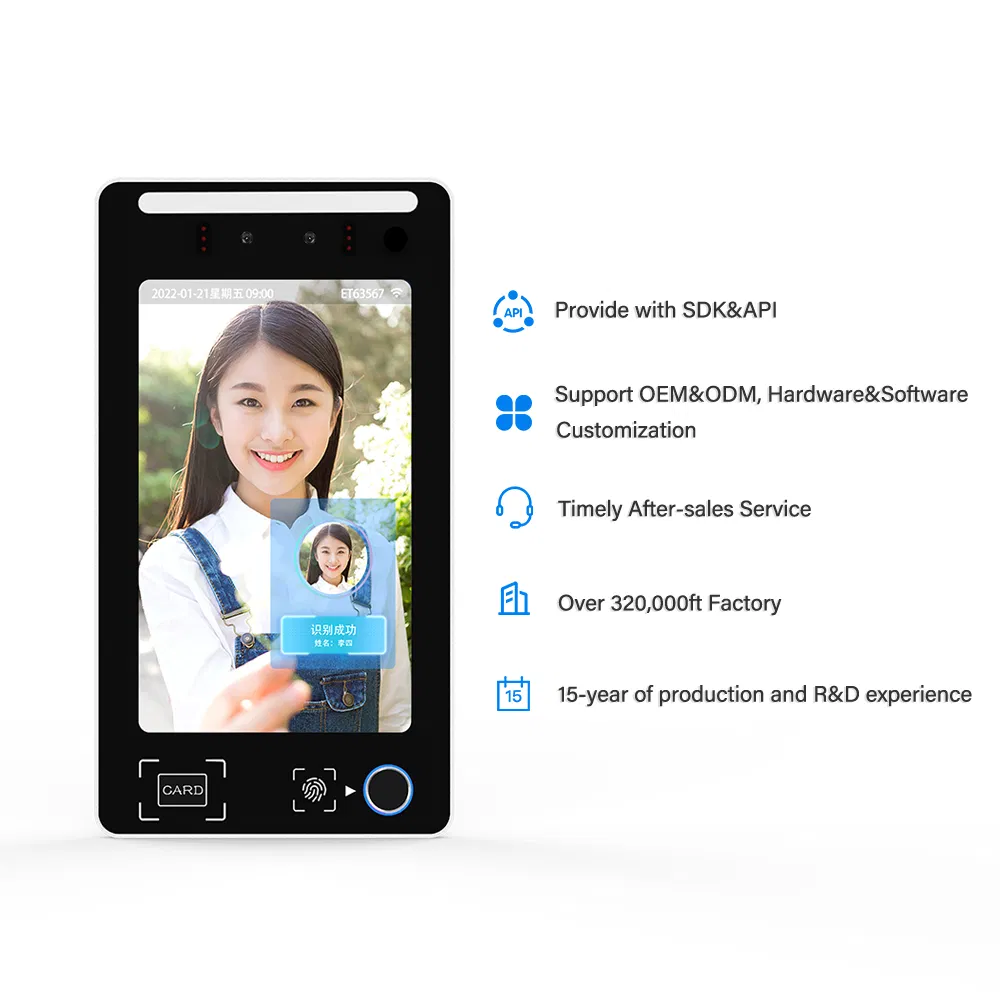 8 Inch Aluminum Alloy Android Fingerprint Attendance Access Control System Card Reading Facial Recognition Biometric Time Attendance Face Recognition for School