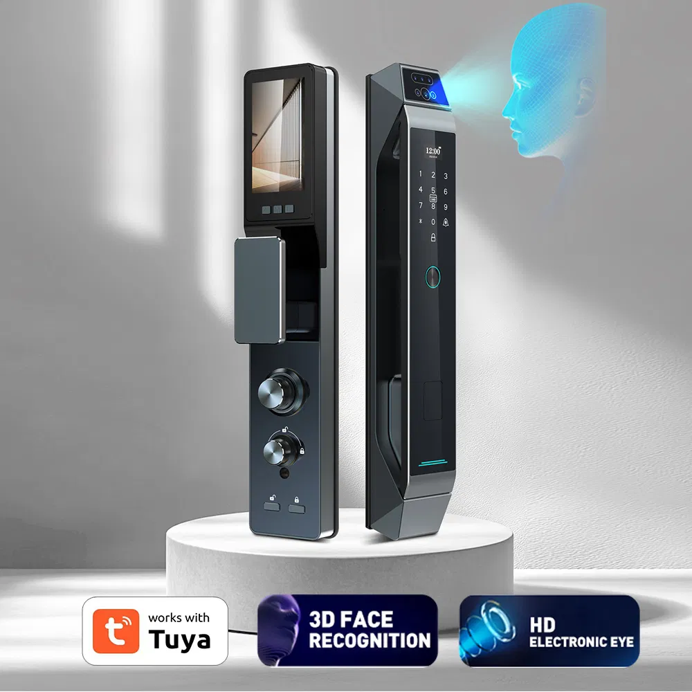 High Security Tuya Smart Door Lock 3D Face Recognition with Video Intercom Intelligent Fingerprint Lock Automatic Unlock System