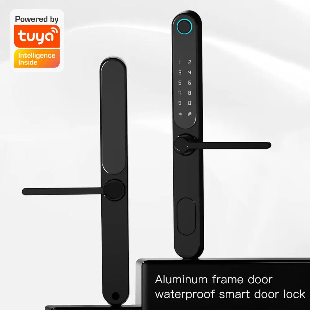 Aluminum Tuya Fingerprint Waterproof Smart Lock for Broken Bridge Outdoor Patio Door