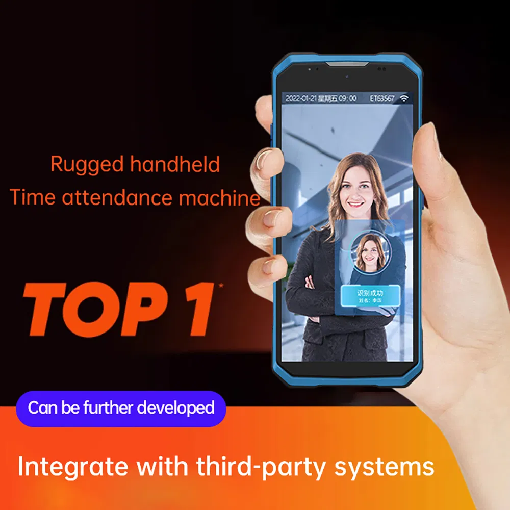 3.8V/5000mAh Removable Battery Handheld Biometrics Time Attendance Access Control System Face Recognition for on-Site Staff Checking