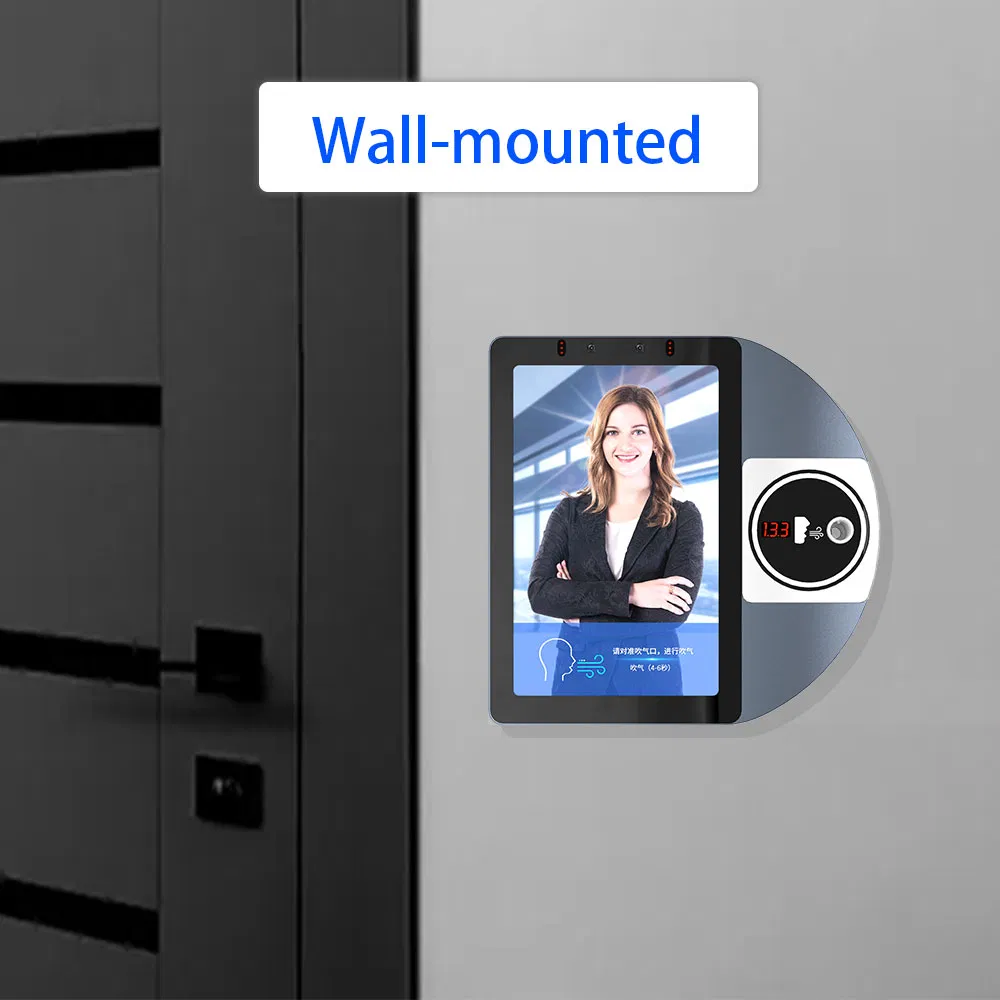 Alcohol Detection Access Control System 5mg/100ml High Sensitivity Biometric Access Control Terminal 8-Inch Aluminum Alloy Case Attendance Machine