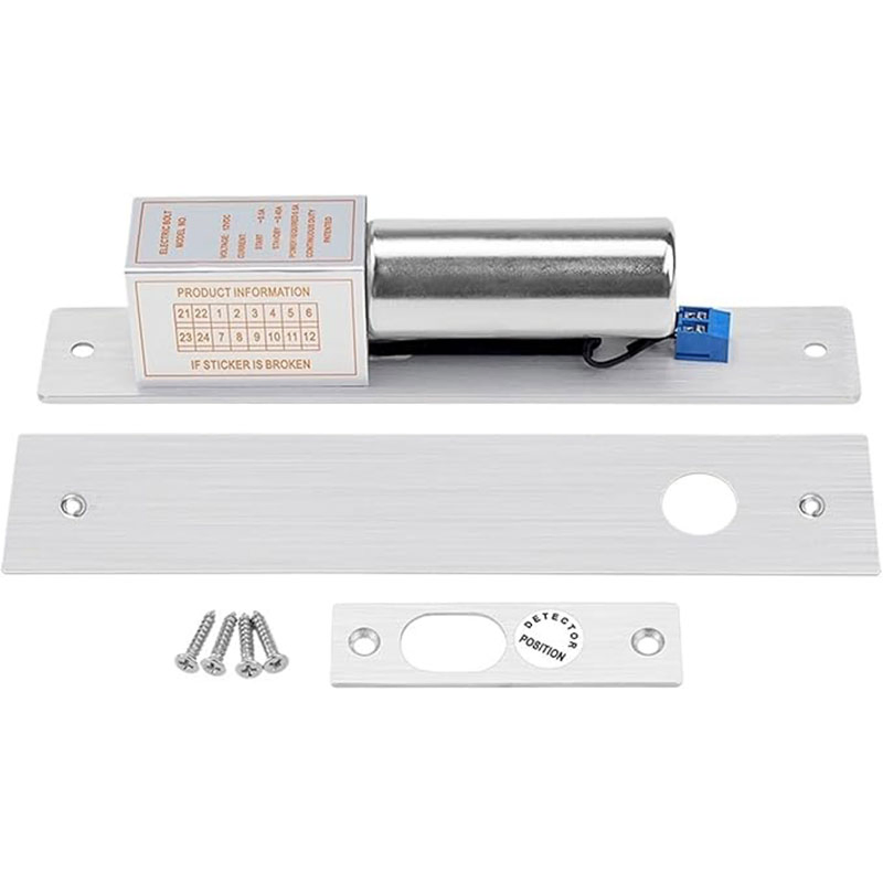 2-Wire Electric Bolt Lock with Metal Electronic Strike and Magnetic Sensing, for Embedded Installation in Framed/Frameless Glass Doors