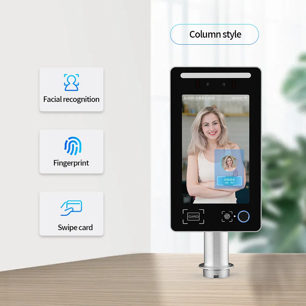 8 Inch Aluminum Alloy Android Fingerprint Attendance Access Control System Card Reading Facial Recognition Biometric Time Attendance Face Recognition for School