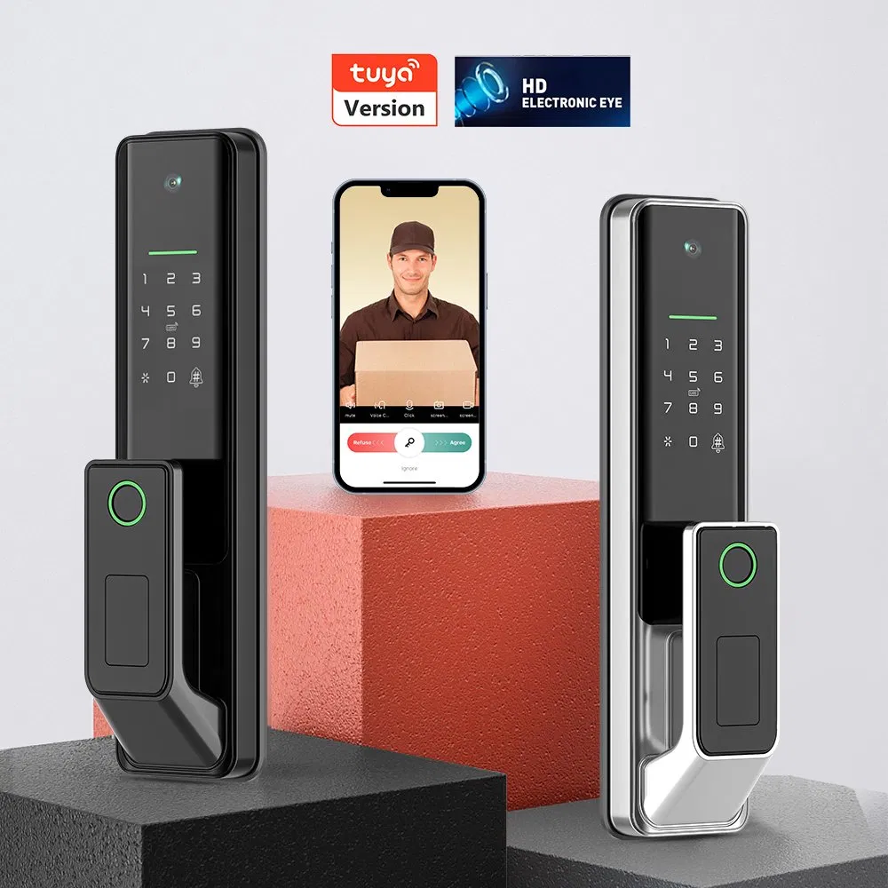 Smart Electronic Door Lock with Camera Fingerprint Keyless Entry System Digital Code Unlock for Home Office Building Security