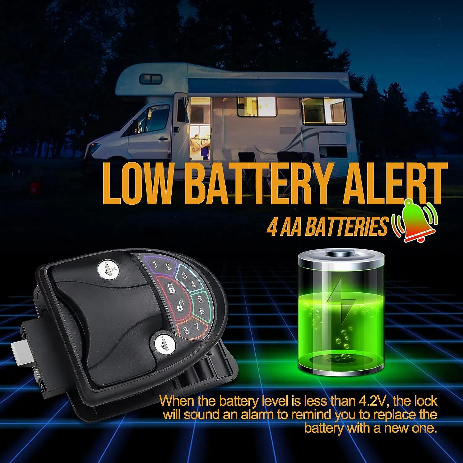 RV Door Lock Keyless Entry, 2 X Remote Control, Zinc Alloy Metal, RV Lock for Travel Trailer Camper