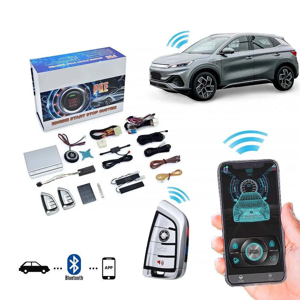 Mobile Phone APP Control Car Smart Key Bt Remote Engine Start Stop Pke Keyless Entry Car Antitheft Central Alarm System
