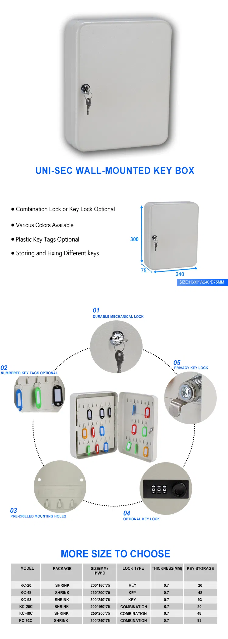 Customized Available Outdoor Safe Key Box System Manufacturer in China (KC-93)