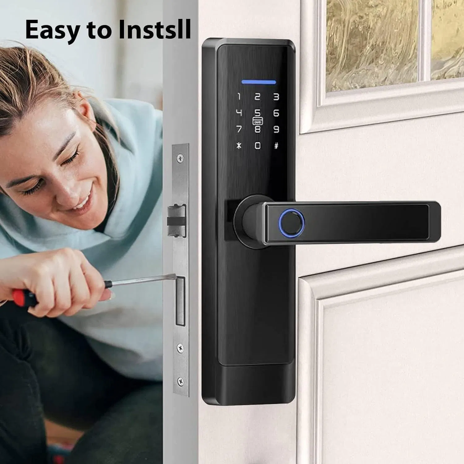 WiFi Fingerprint Bluetooth Electronic Digital Passcode Smart Keyless Entry Door Lock