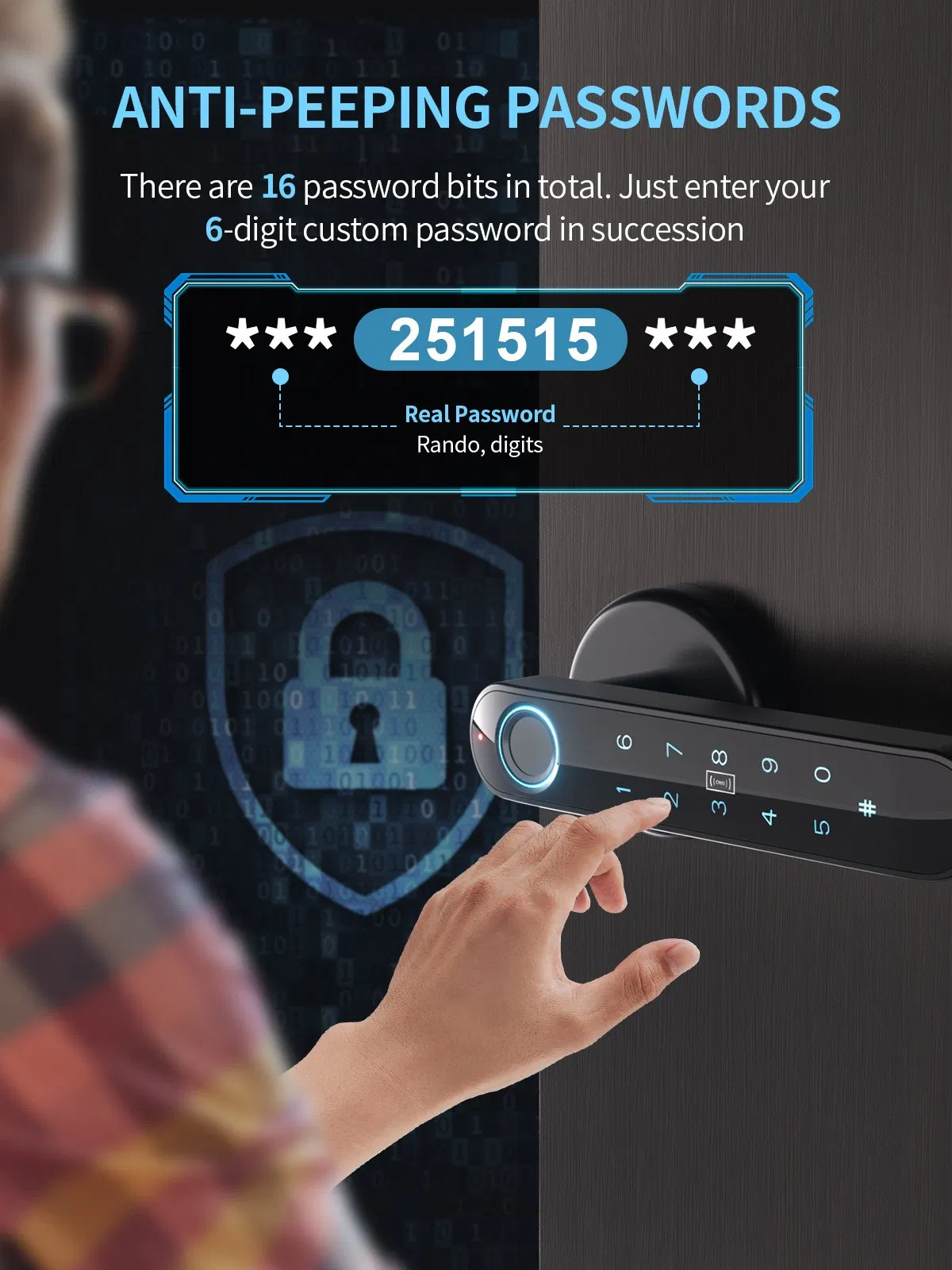 En-T58 Fingerprint Smart Door Handle Lock with Smart APP/Fingerprint/Password/Keys