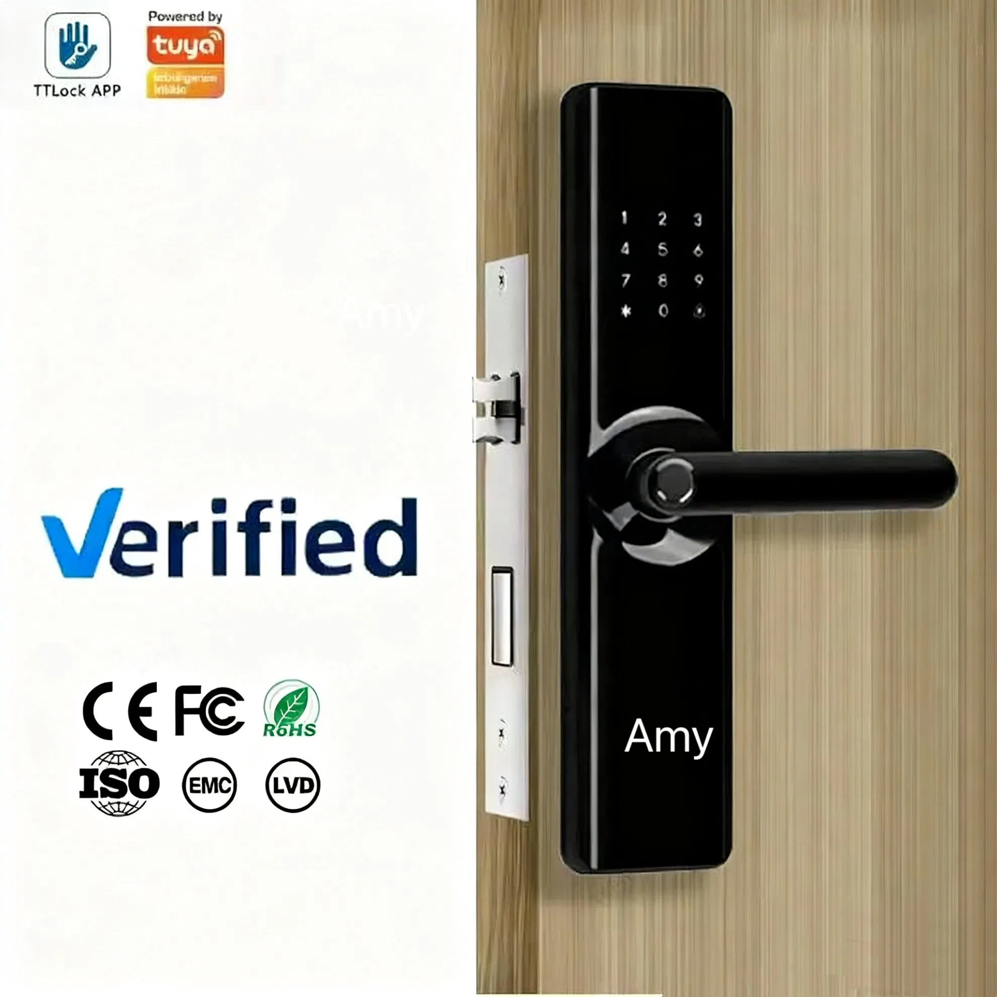 Ttlock Smart Wi-Fi Biometric Fingerprint High Security Steel Digital Lock for Wood Door for Hotels Home Use