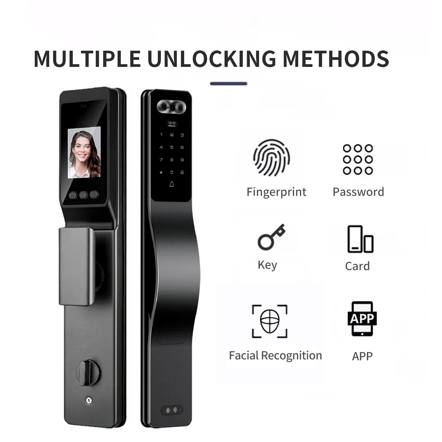 Smart Door Lock WiFi Digital Card Security Safe 3D Face Recognition Electronic Fingerprint Remote Control Smart Door Lock Handle Password Unlock Electronic Lock
