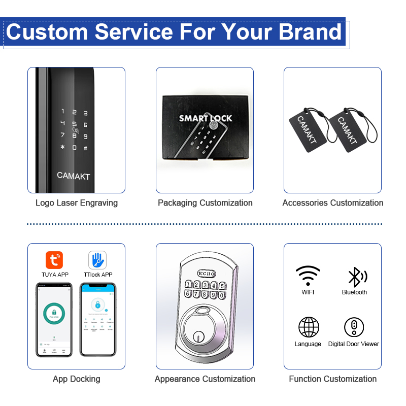 Camakt Best Smart Digital Door Lock Automatic Biometric Lock Tuya APP Remote Control RFID IC Fingerprint Door Lock WiFi