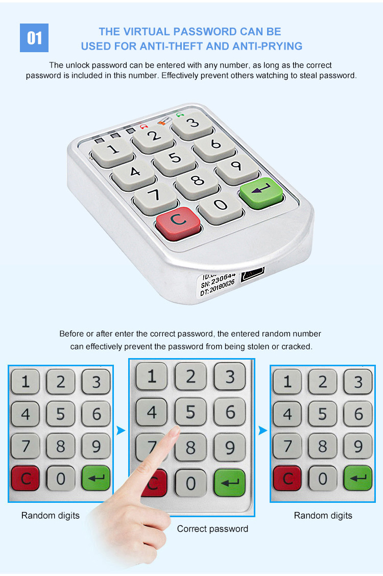 Keyless Keypad Password Digital Combination RFID Electronic Smart Door Locker Drawer Cabinet Lock for Gym Locker Drawer Cabinet