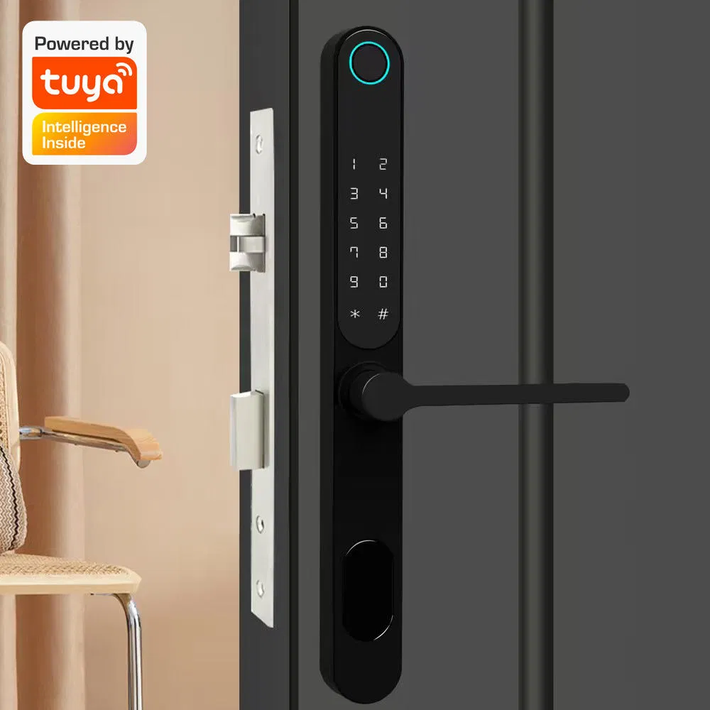 Aluminum Tuya Fingerprint Waterproof Smart Lock for Broken Bridge Outdoor Patio Door