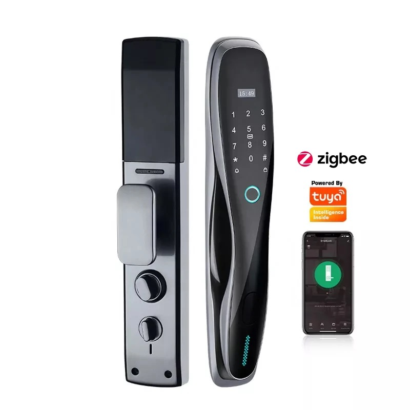 Tuya Smart Wooden Door Lock Automatic Fingerprint Unlock APP Password Unlock High-End WiFi Smart Door Lock
