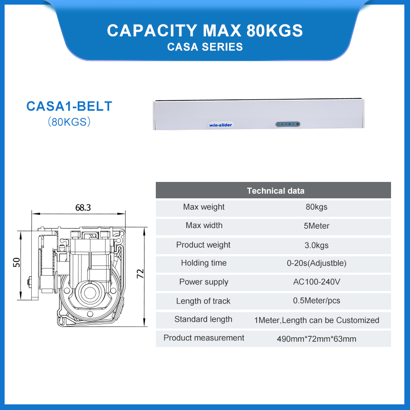 80kg Household Auto Sliding Glass Door Control System Automatic Sliding Door System with Keypad Entry
