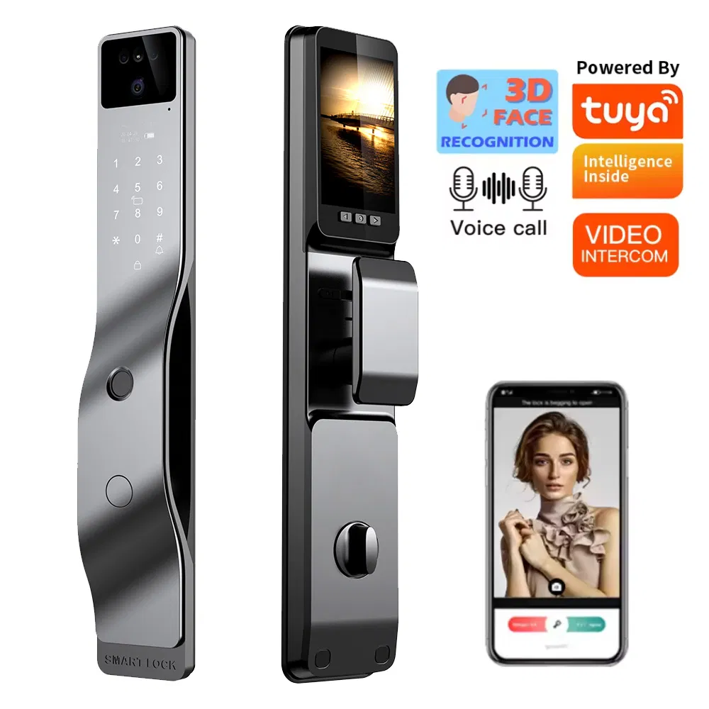 3D Security Face Recognition Electronic Magnetic Fingerprint Keyless WiFi Tuya Digital Smart Door Lock