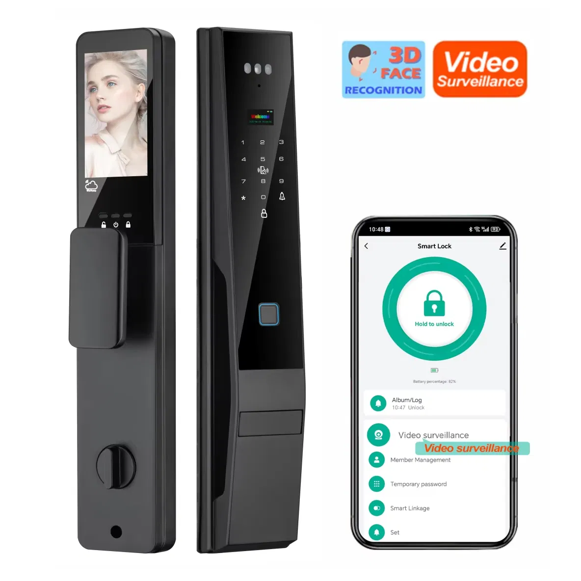 Smart Locks 3D Face Electric Digital Safe Locks Tuya WiFi Smart Camera Fingerprint Door Lock