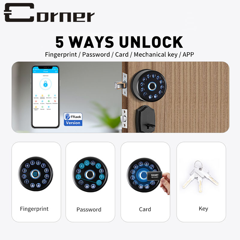 Multiple Unlock Mobile APP Control Bluetooth WiFi Remote Digital Secure Electronic Smart Door Lock