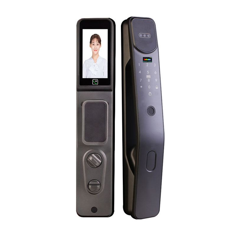 Tuya WiFi Smart 3D Face Intelligent Recognition Cat Eye Waterproof Fully Automatic Fingerprint Video Door Lock with LCD Screen