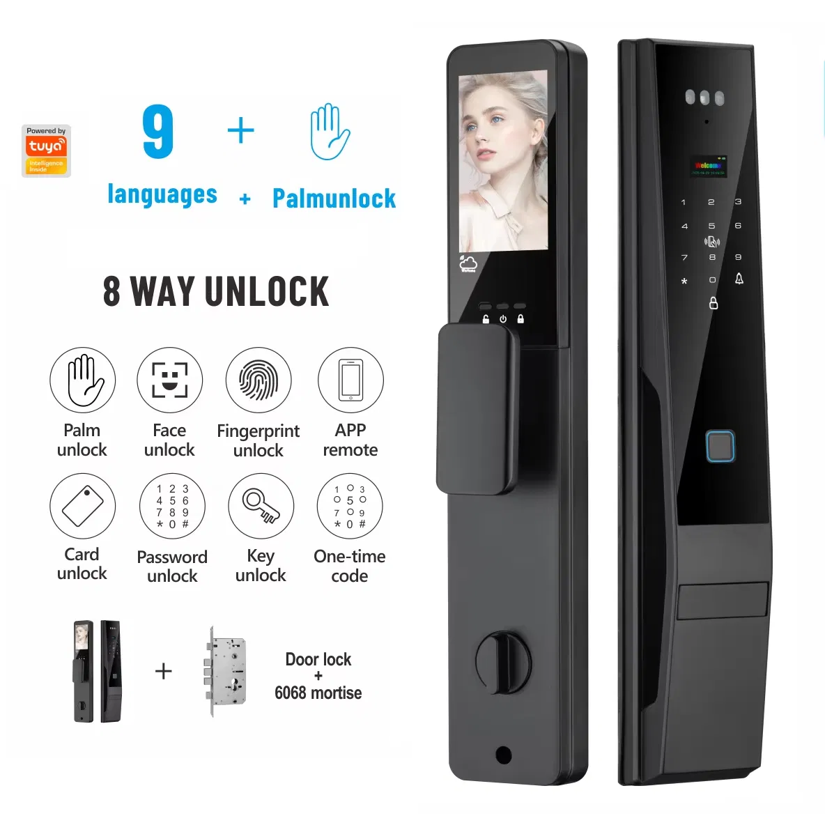 Smart Locks 3D Face Electric Digital Safe Locks Tuya WiFi Smart Camera Fingerprint Door Lock