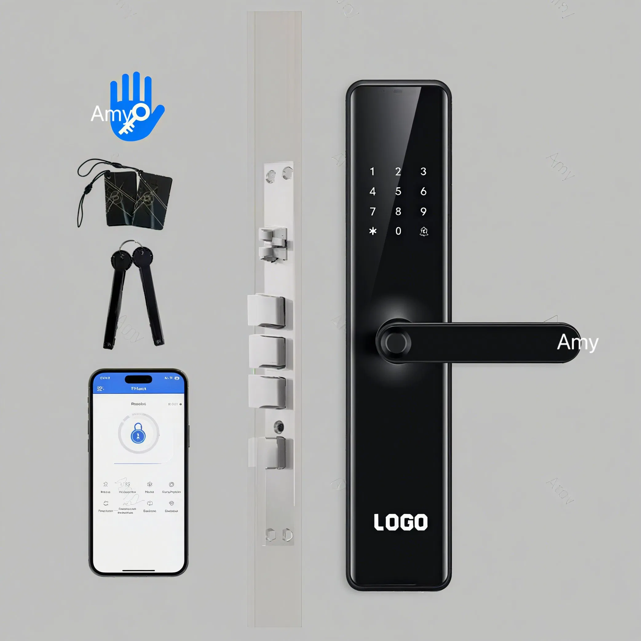 Fingerprint Lock WiFi Touch Screen IC Card Digital Smart Locks with Mechanical Key for Tuya Home Security Smart Door Lock