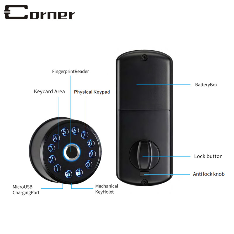 Multiple Unlock Mobile APP Control Bluetooth WiFi Remote Digital Secure Electronic Smart Door Lock