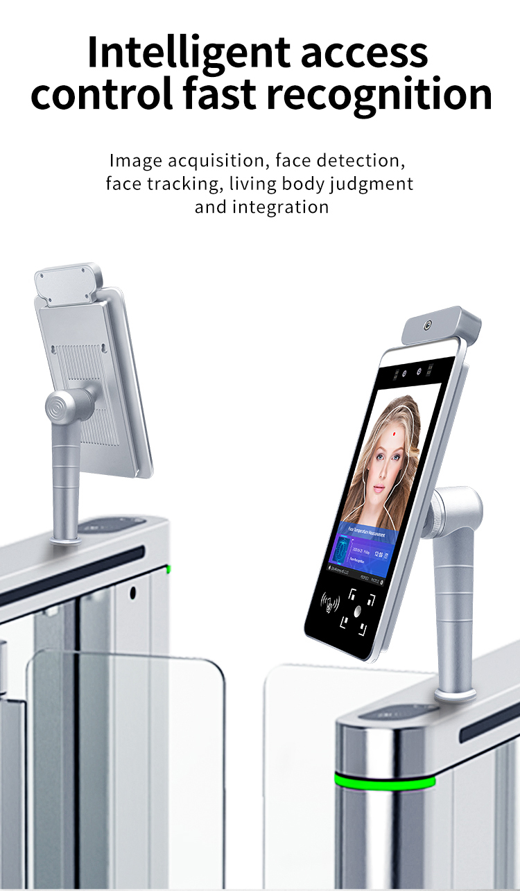 Security Smart Ai Thermal Scanning Device 8 Inch Face Recognition Turnstile Gate Tripod Door Access Control System