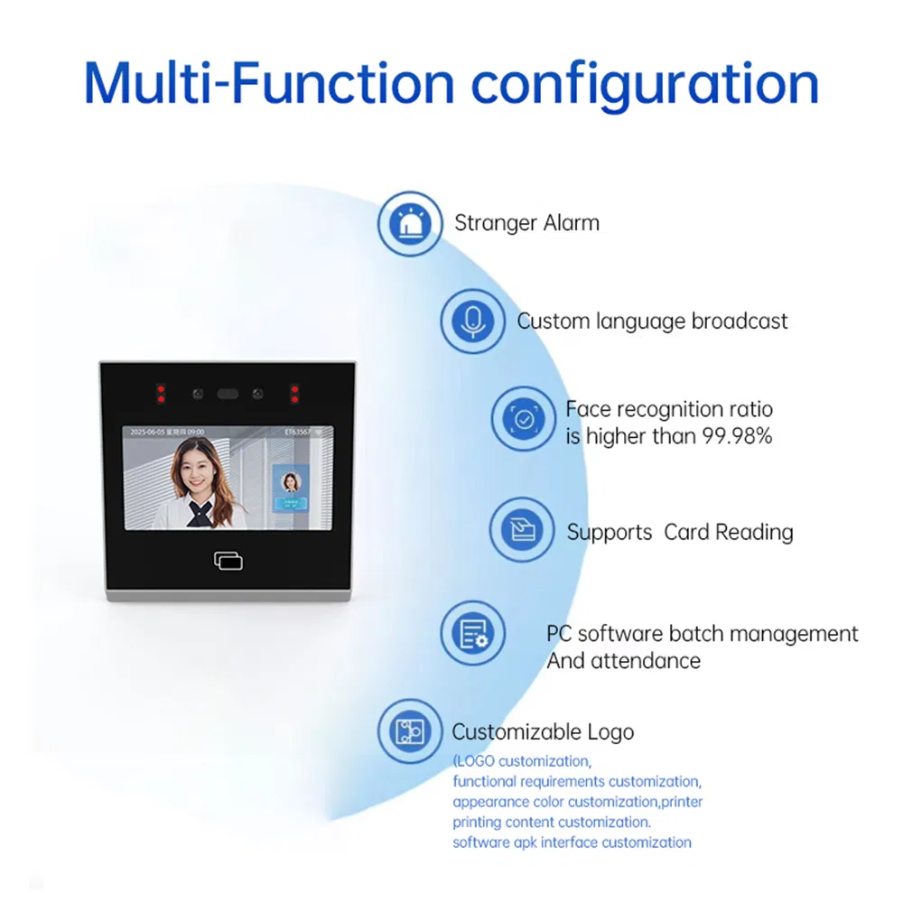 New Arrival Android Aluminum Alloy Biometric Attendance Machine Face Recognition Access Control System