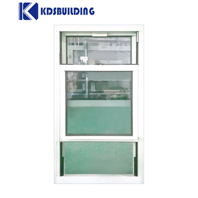 Venta caliente de Kdsbuilding Ventana deslizante vertical de aluminio negro de doble hoja personalizada y de ahorro de energía