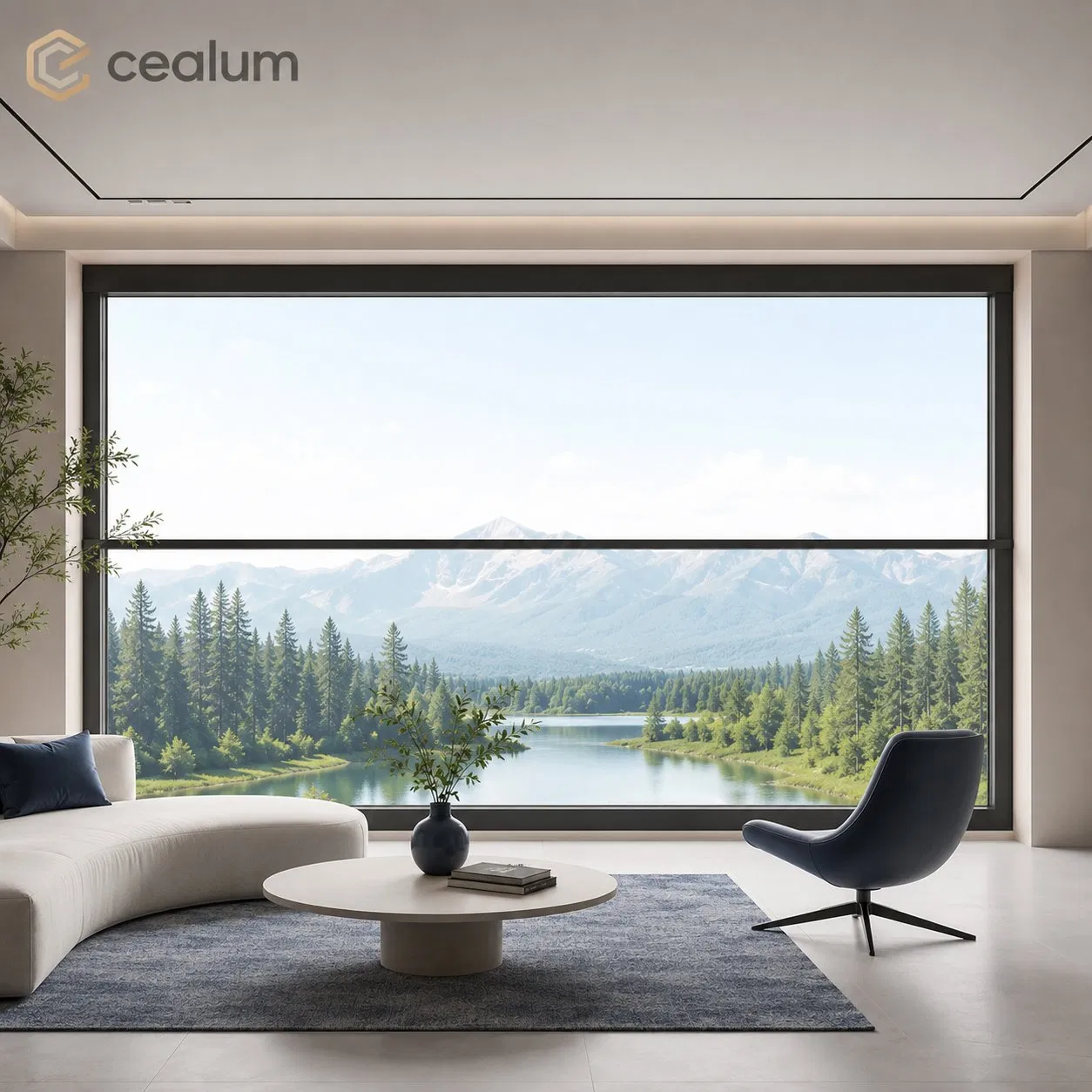 Ventana deslizante vertical de aluminio con guillotina motorizada, con ruptura térmica y doble acristalamiento, ventana inteligente