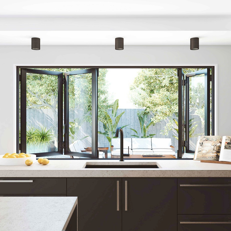Ventana y puerta corrediza plegable de cortina, acristalamiento de terraza, ventanas de aluminio a prueba de sonido y puertas corredizas, gran ventana de vidrio para balcón