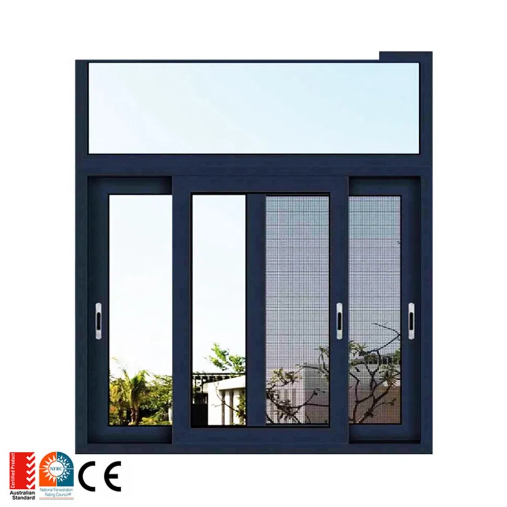 Ventanas de vidrio deslizantes dobles negras de aluminio comercial modernas para porche