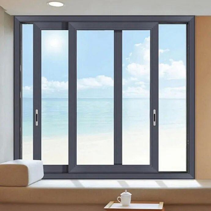 Ventana corrediza de aluminio a prueba de huracanes con vidrio doble resistente al impacto