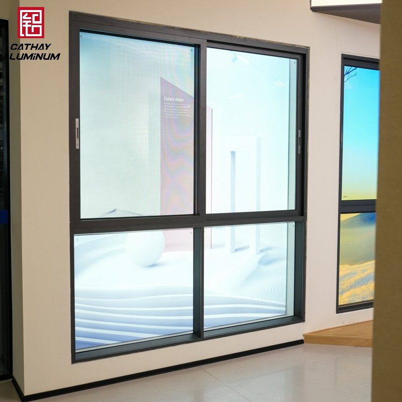 Marco de ventana deslizante de aluminio personalizado con ruptura térmica de alto rendimiento y presión lateral