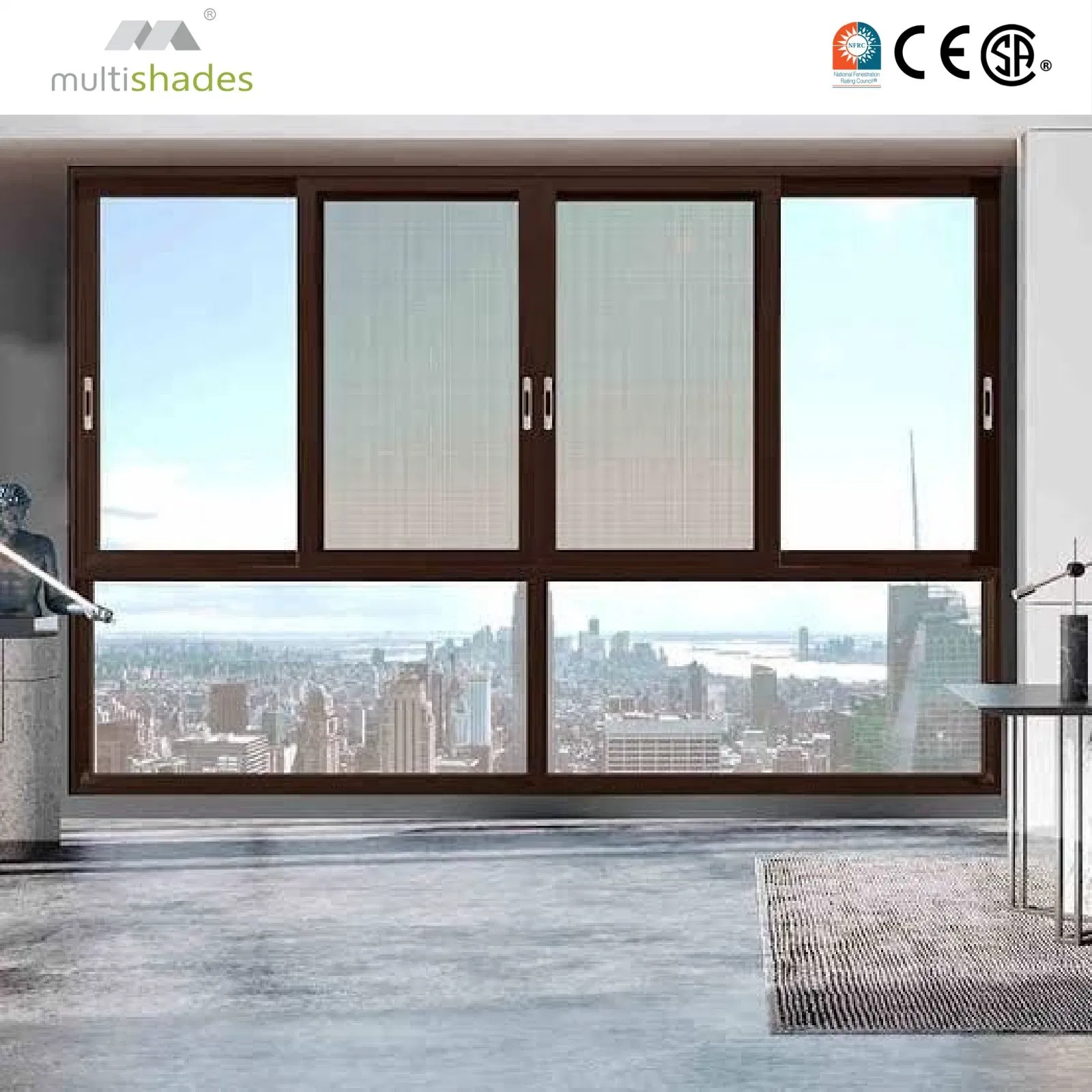 Ventana deslizante de aluminio duradera Multisades con deslizamiento elegante y protección contra el viento, ventana deslizante de metal con característica de seguridad mejorada y hardware de marca superior