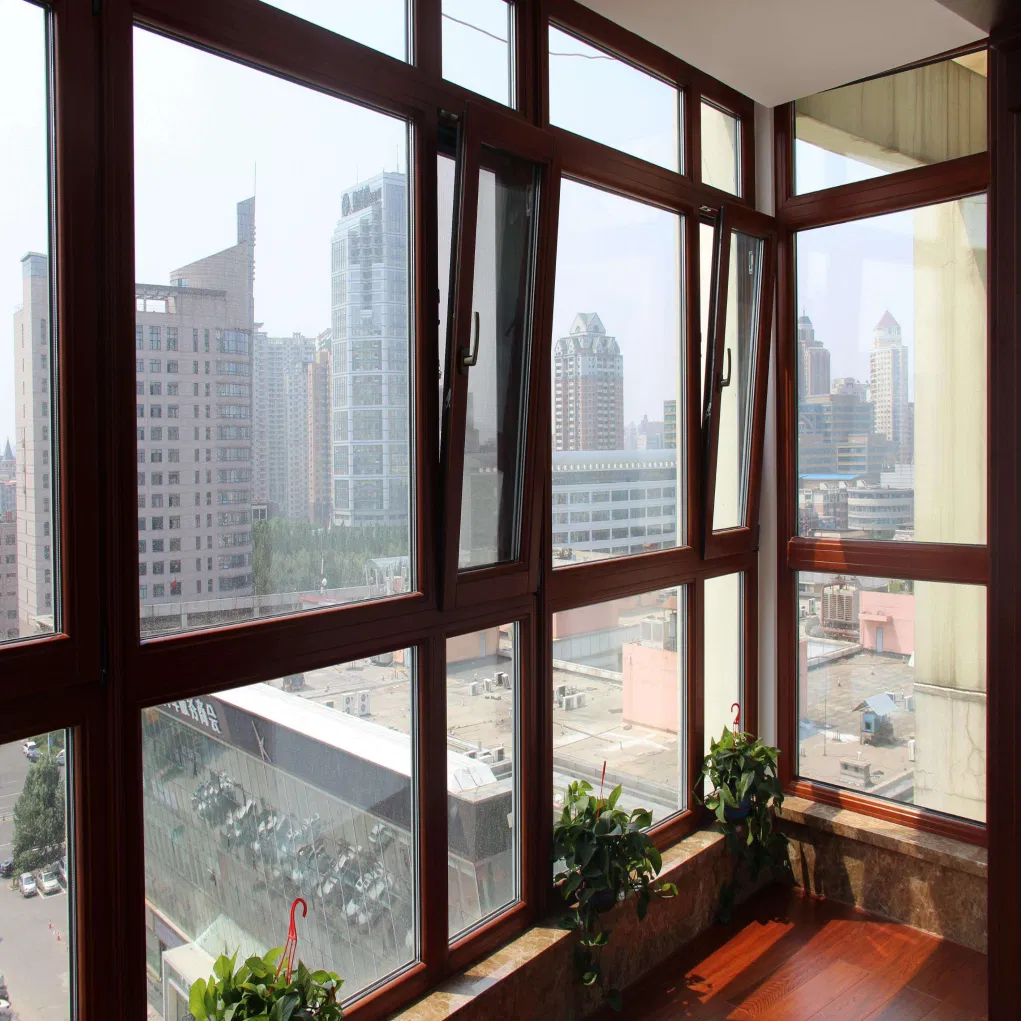 Ventana deslizante de aluminio de doble cristal de gran calidad y gran marco moderno