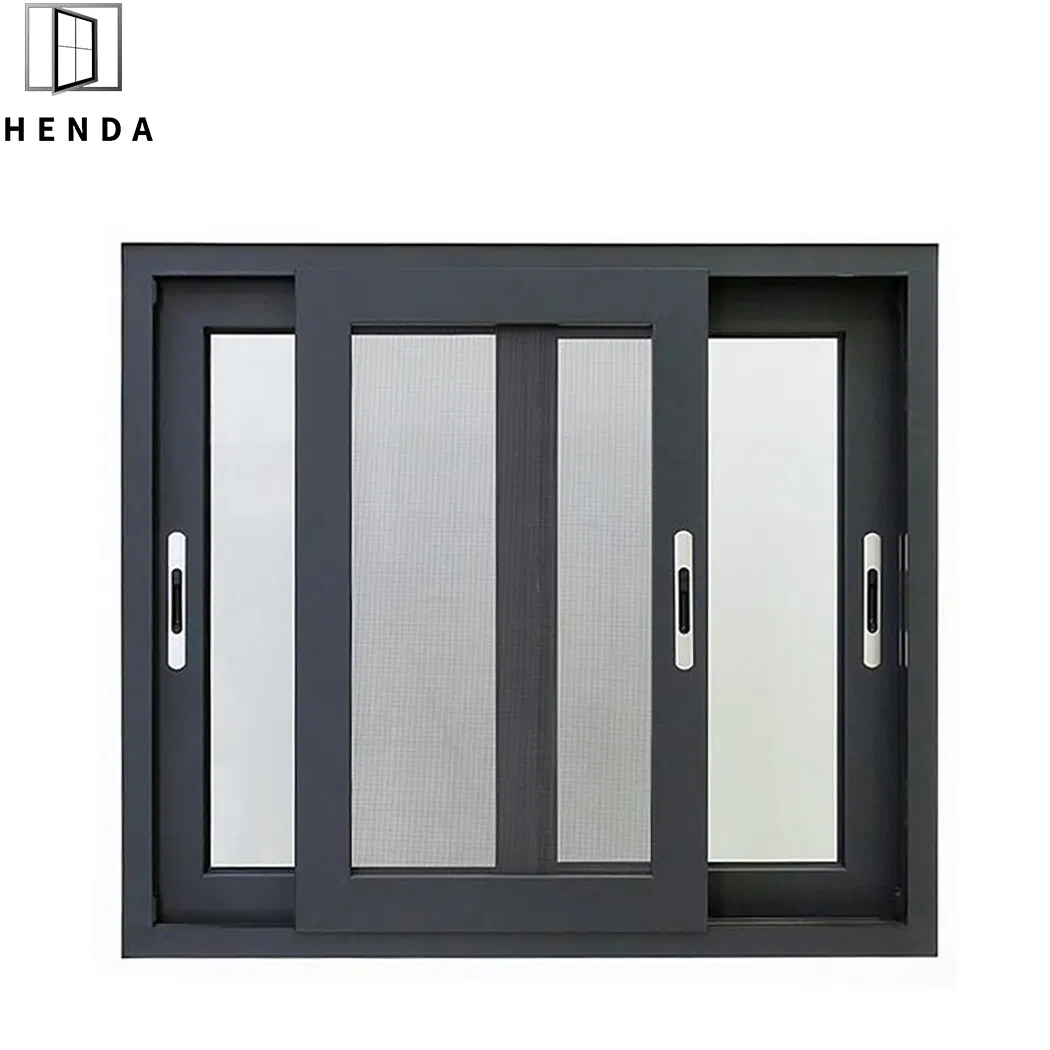 2022 Ventana deslizante de balcón de vidrio esmerilado a prueba de sonido color champán con marco de aluminio de doble acristalamiento