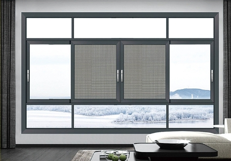 Ventana deslizante de tres rieles de aleación de aluminio moderna, personalizada, fácil de instalar, con mosquitera